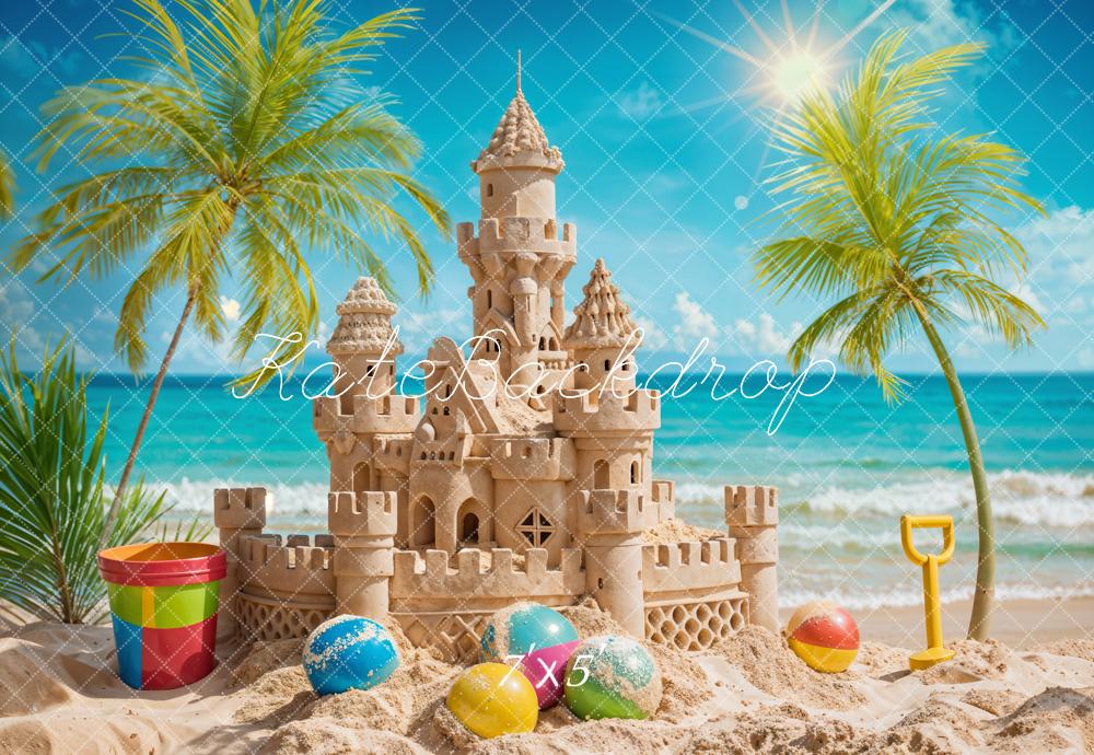 Kate Été Mer Balle Château de Sable Toile de fond conçue par Chain Photographie - Kate Backdrop FR