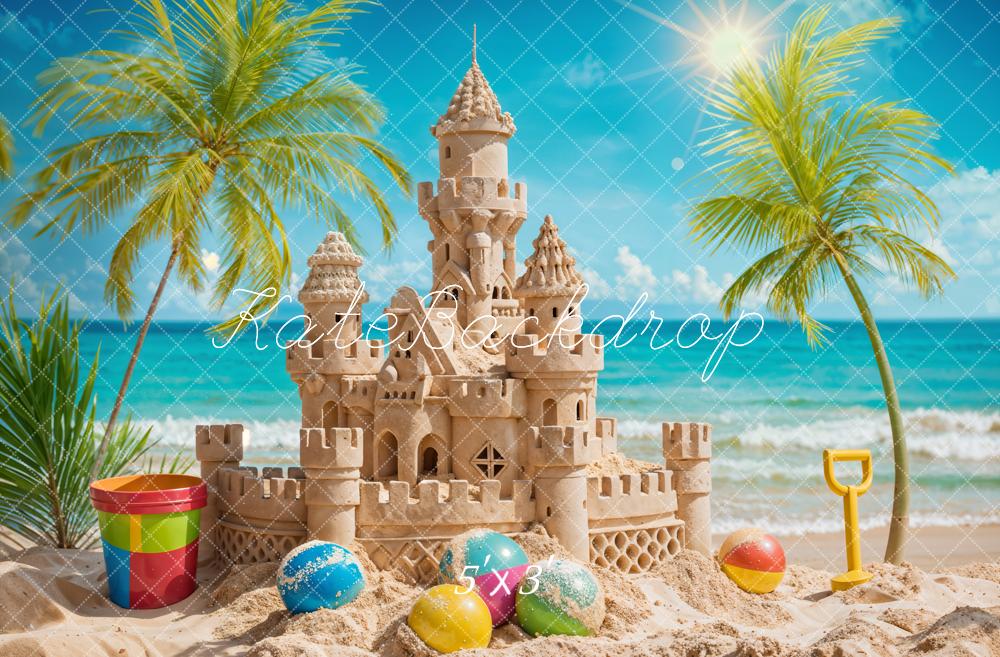 Kate Été Mer Balle Château de Sable Toile de fond conçue par Chain Photographie - Kate Backdrop FR