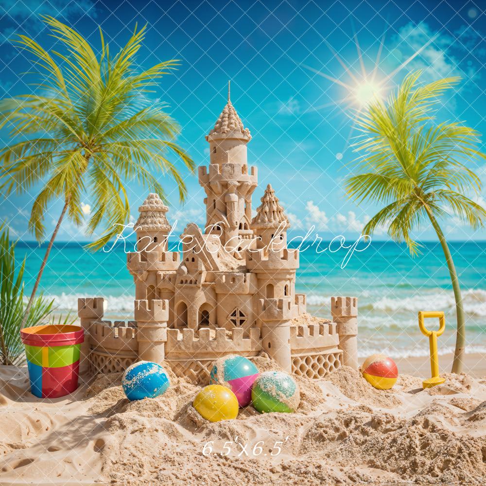 Kate Été Mer Balle Château de Sable Toile de fond conçue par Chain Photographie - Kate Backdrop FR