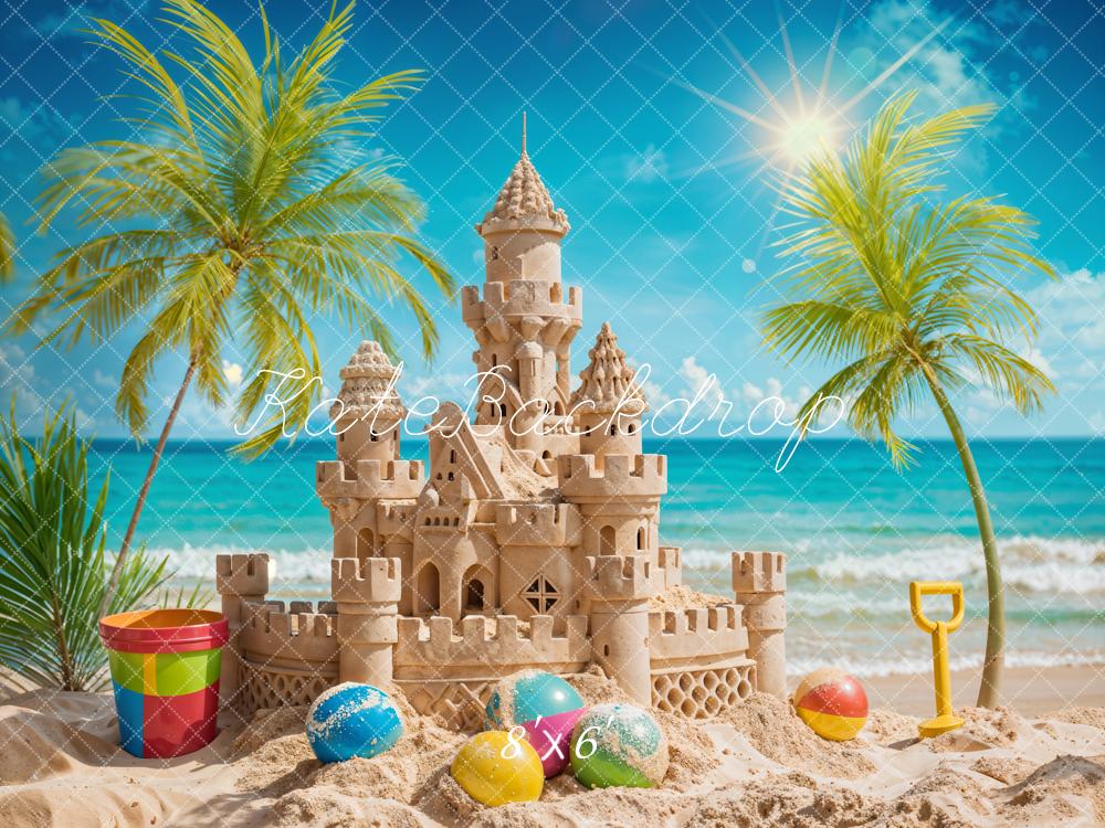 Kate Été Mer Balle Château de Sable Toile de fond conçue par Chain Photographie - Kate Backdrop FR