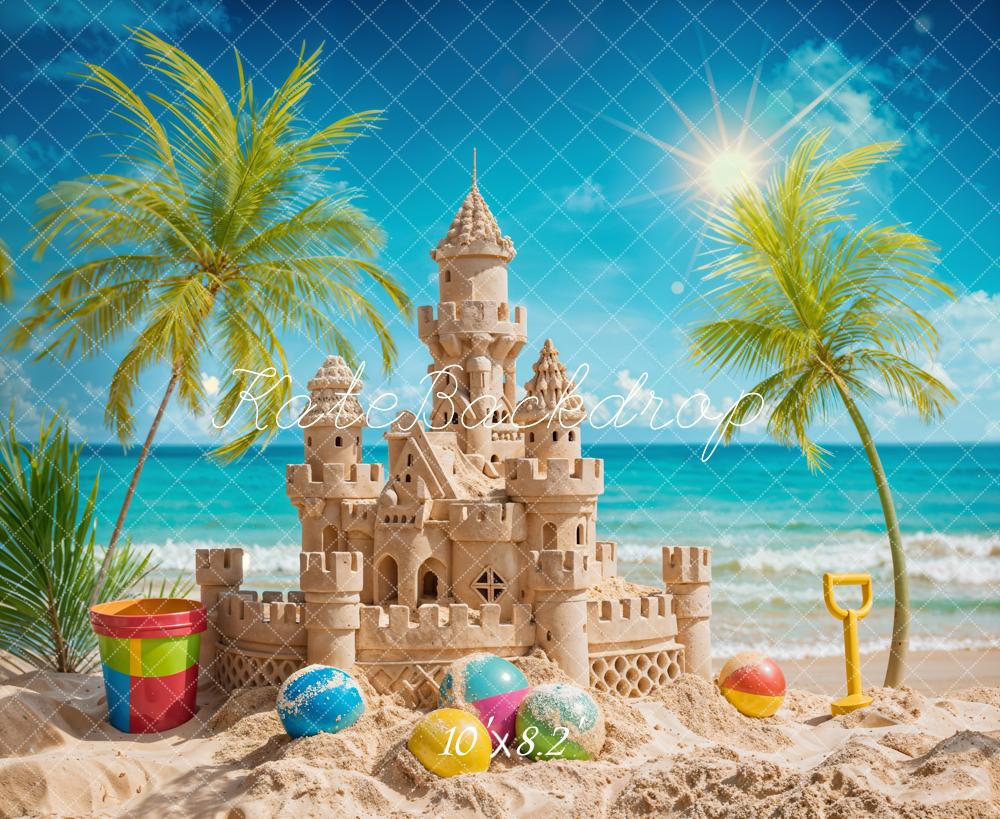 Kate Été Mer Balle Château de Sable Toile de fond conçue par Chain Photographie - Kate Backdrop FR
