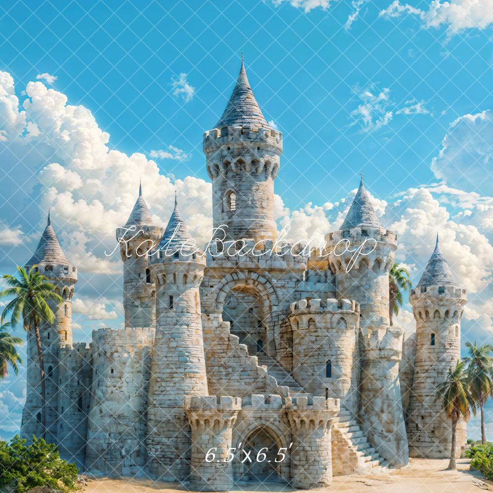 Kate Été Mer Château de Pierre Nuages Toile de fond conçue par Chain Photographie - Kate Backdrop FR