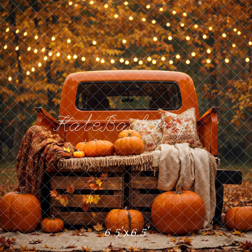 Kate Automne Forêt Feuille d'érable Citrouille Camion Toile de fond conçue par Emetselch - Kate Backdrop FR