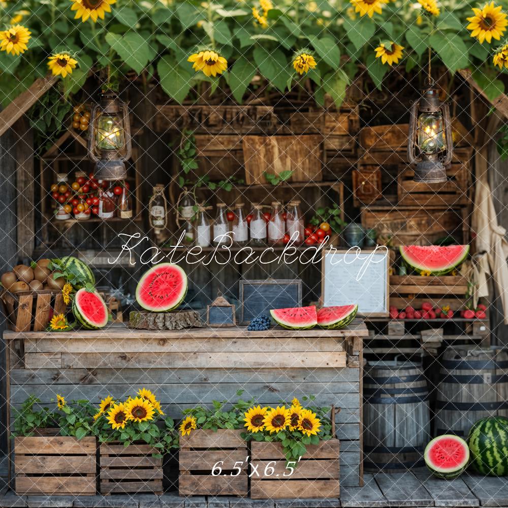 Kate Été Tournesol Pastèque Magasin en bois Toile de fond conçue par Emetselch - Kate Backdrop FR