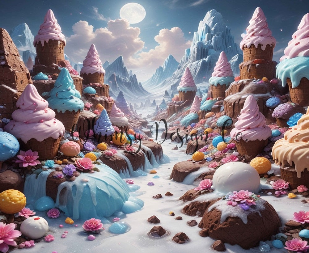 Kate Montagne de Crème glacée Chocolat Enfant Toile de fond conçue par Nora Dishman - Kate Backdrop FR
