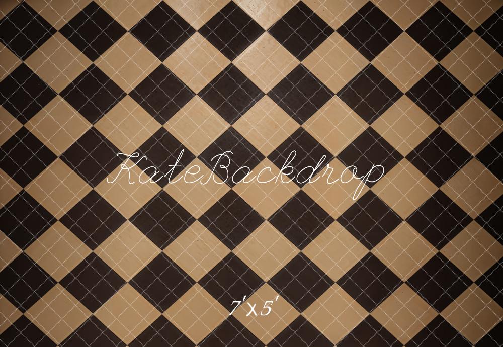 Kate Vintage Noir et Marron Sol à carreaux Toile de fond conçue par Kate Image - Kate Backdrop FR