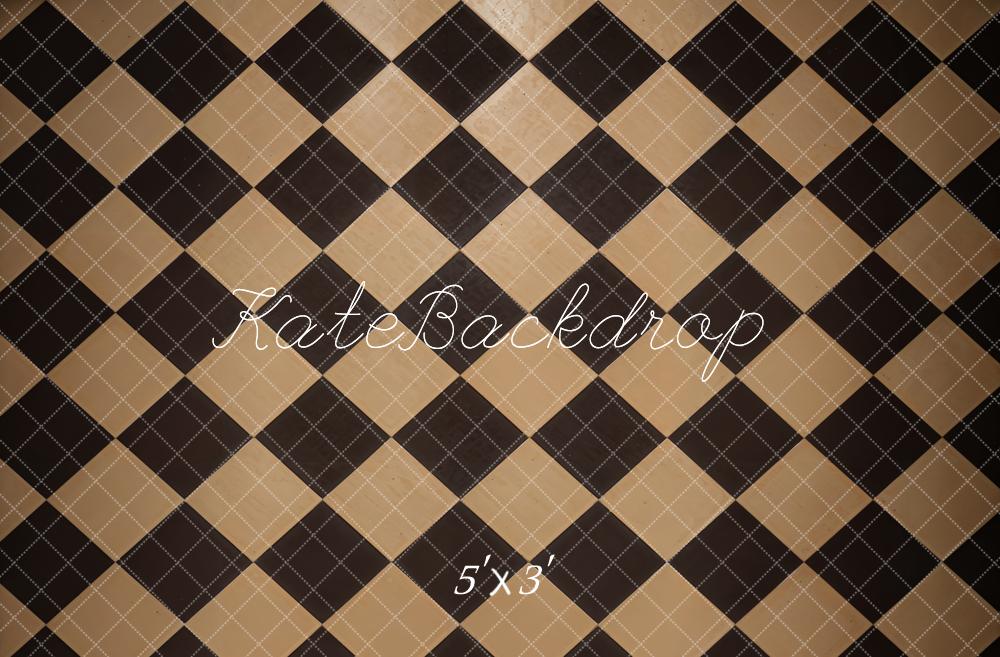 Kate Vintage Noir et Marron Sol à carreaux Toile de fond conçue par Kate Image - Kate Backdrop FR