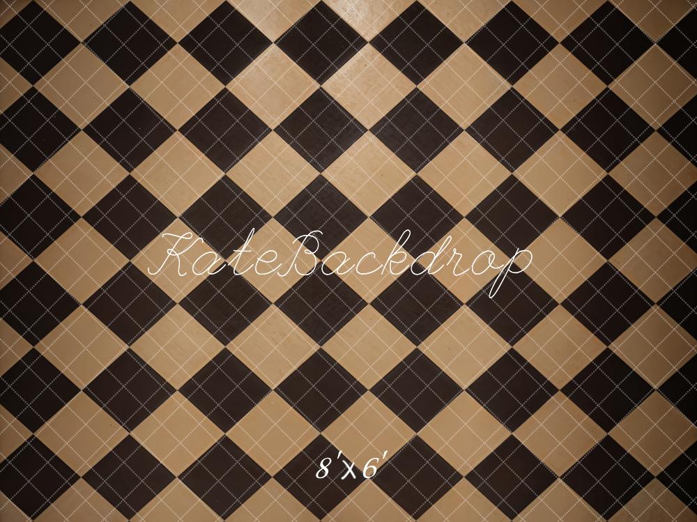 Kate Vintage Noir et Marron Sol à carreaux Toile de fond conçue par Kate Image - Kate Backdrop FR