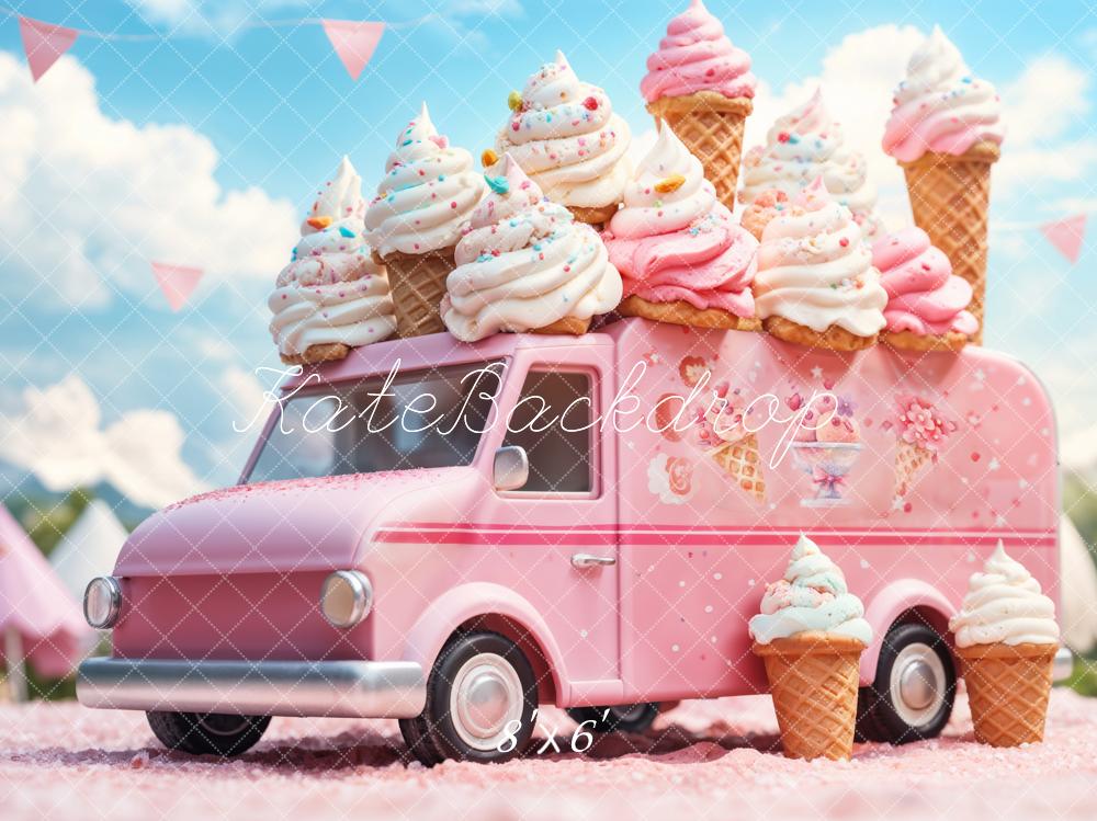 Kate Poupée Rose Camion de Crème glacée Toile de fond conçue par Emetselch - Kate Backdrop FR