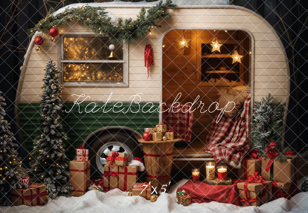 Kate Noël Neige Nuit Cadeau Camping-car Toile de fond conçue par Emetselch - Kate Backdrop FR
