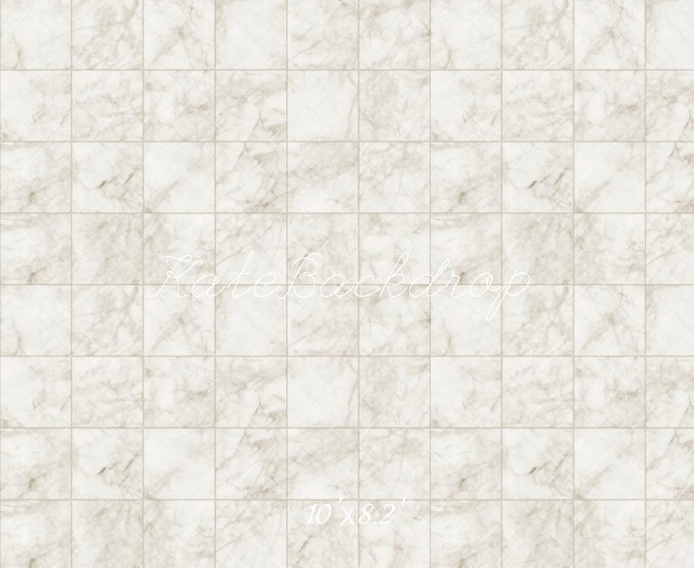 Kate Blanc ivoire Marbre Sol à carreaux Toile de fond conçue par Kate Image - Kate Backdrop FR