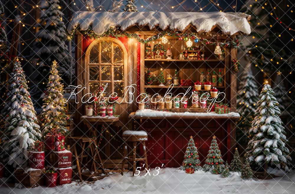 Kate Hiver Noël Extérieur Forêt Camion-restaurant Toile de fond conçue par Emetselch - Kate Backdrop FR