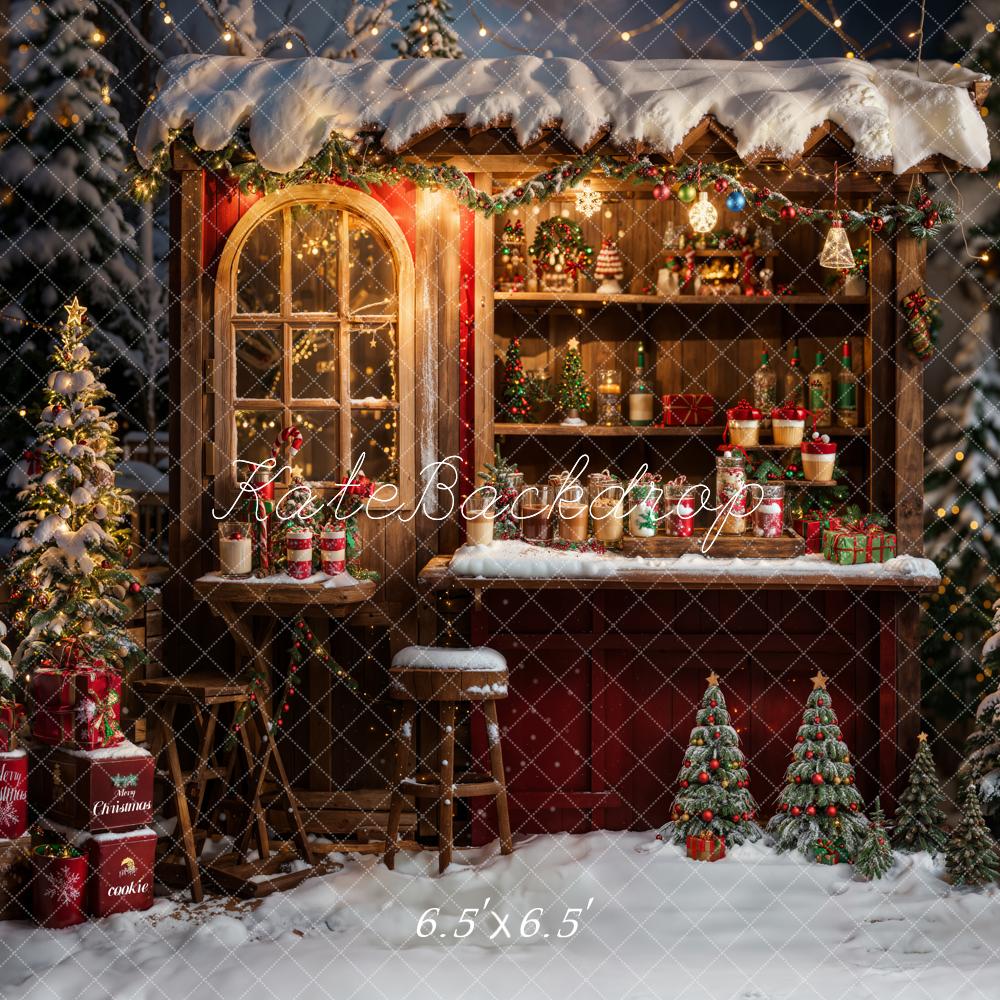 Kate Hiver Noël Extérieur Forêt Camion-restaurant Toile de fond conçue par Emetselch - Kate Backdrop FR