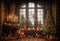 Kate Hiver Noël Marron foncé Fenêtre Bougies Toile de fond conçue par Emetselch - Kate Backdrop FR