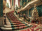 Kate Sapin de Noël Rétro Escalier Floral Mur vert Toile de fond conçue par Emetselch - Kate Backdrop FR
