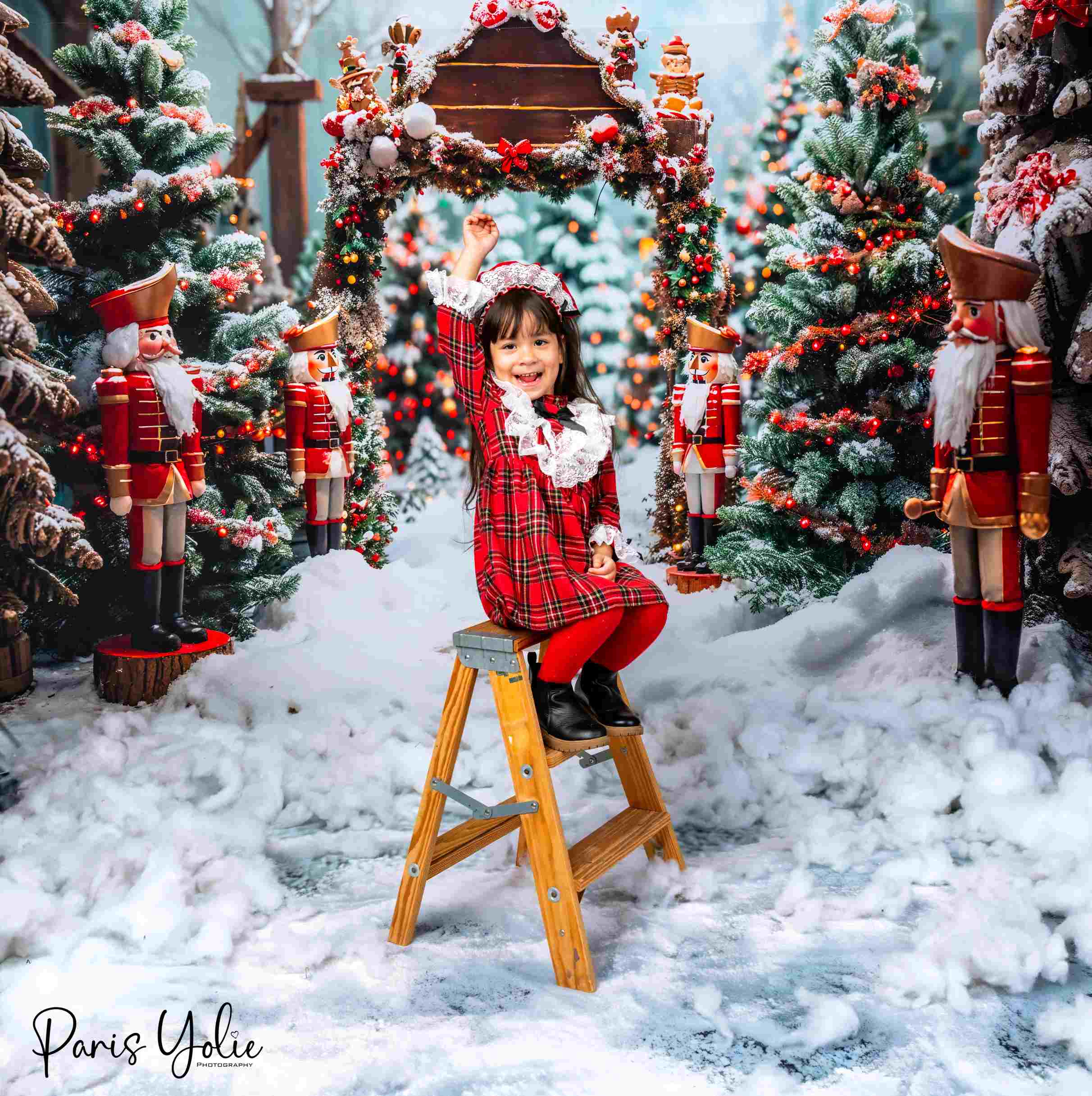 Kate Hiver Extérieur Forêt Neige Casse-Noisette Toile de fond+Forêt Blanc Hiver Pays de neige Toile de fond - Kate Backdrop FR