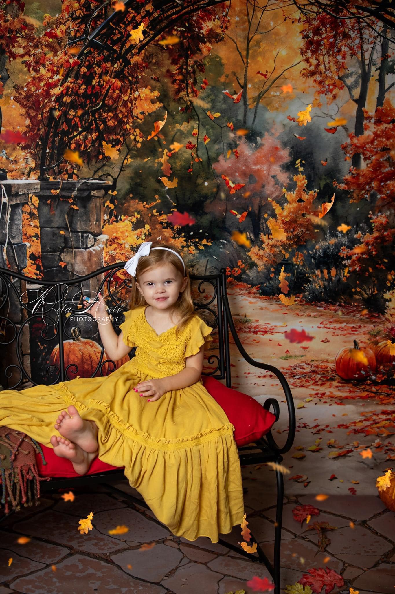Kate Aquarelle Automne Forêt Citrouille Arche Toile de fond conçue par GQ - Kate Backdrop FR