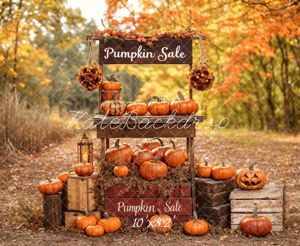 Offres Éclair-Kate Automne Forêt Halloween Stand de citrouilles Toile de fond conçue par Emetselch - Kate Backdrop FR