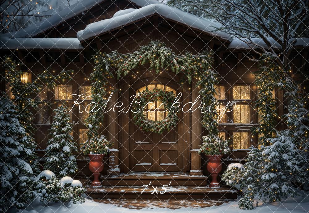 Kate Hiver Soirée de Noël Cabane en bois Toile de fond conçue par Chain Photographie - Kate Backdrop FR