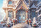 Kate Fantaisie Rose Noël Chalet Neige Toile de fond conçue par Chain Photographie - Kate Backdrop FR