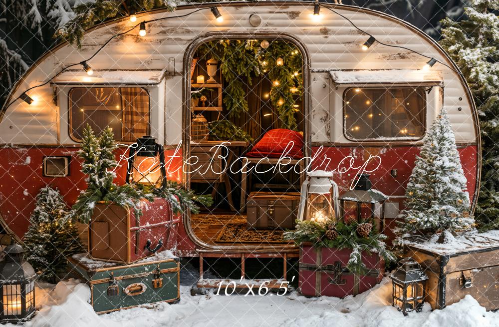 Kate Soirée de Noël Valise Camping-car Neige Toile de fond conçue par Emetselch - Kate Backdrop FR
