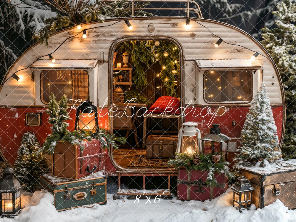 Kate Soirée de Noël Valise Camping-car Neige Toile de fond conçue par Emetselch - Kate Backdrop FR