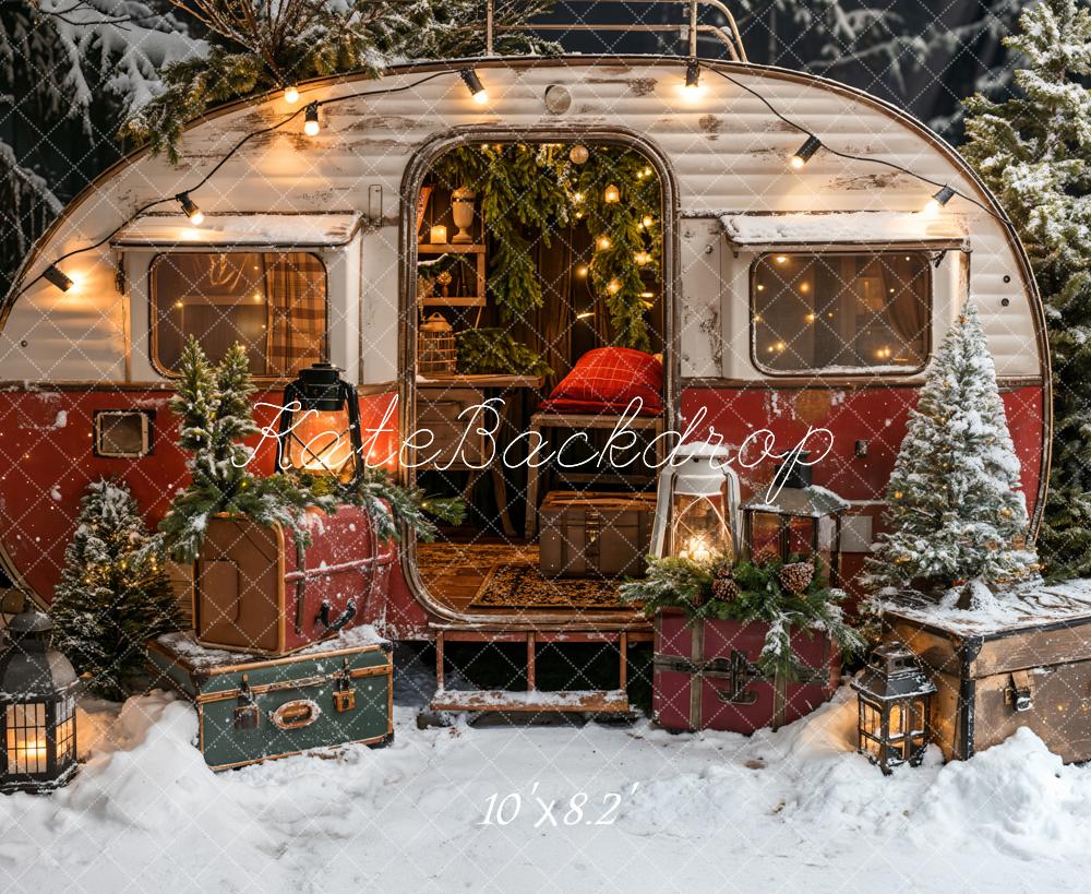 Kate Soirée de Noël Valise Camping-car Neige Toile de fond conçue par Emetselch - Kate Backdrop FR