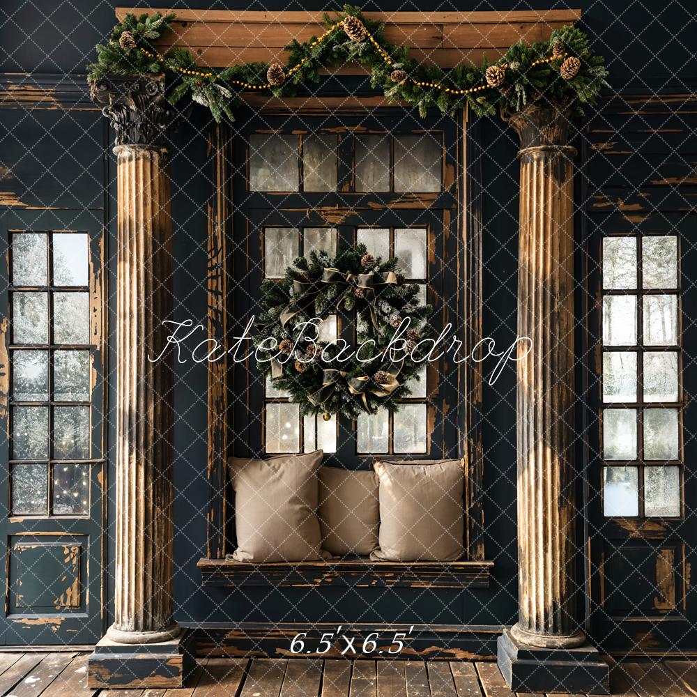 Kate Noël Intérieur Noir Rétro Minable Fenêtre Toile de fond conçue par Emetselch - Kate Backdrop FR