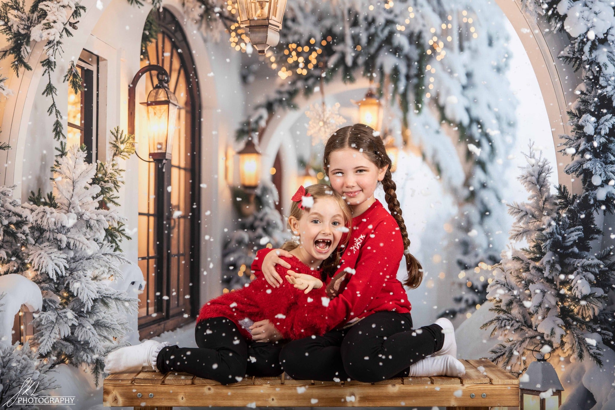 Kate Hiver Rétro Blanc Noël Couloir en arc Toile de fond conçue par Emetselch