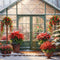 Kate Hiver Fleurs Rouge Serre Jardin Neige Toile de fond conçue par GQ - Kate Backdrop FR