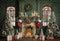 Kate Noël Rétro Cheminée Florale Fenêtre Vert foncé Toile de fond conçue par Emetselch - Kate Backdrop FR