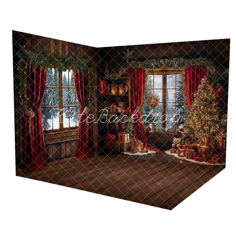 Offres Éclair-Kate Noël Rideau Rouge Fenêtre Cadeaux Ensemble de chambre (8pix8pi&10pix8pi&8pix10pi) - Kate Backdrop FR