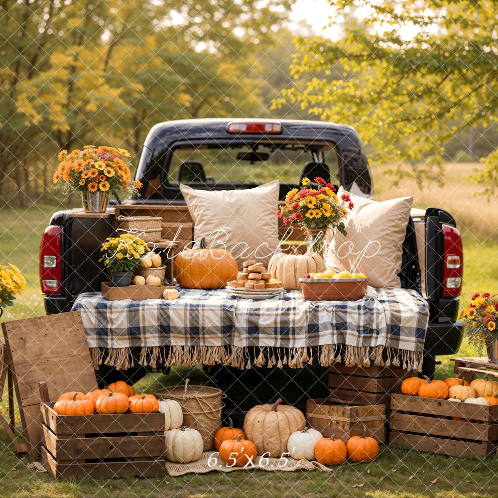 GROUPE VIP - Kate Automne Forêt Citrouille Oreiller Camion Toile de fond conçue par Emetselch - Kate Backdrop FR