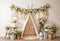 GROUPE VIP - Kate Bohème Anniversaire Fleur Tente blanche Toile de fond conçue par Emetselch - Kate Backdrop FR