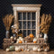 Kate Automne Citrouille Coton Brun Fenêtre Mur noir Toile de fond conçue par Emetselch - Kate Backdrop FR