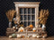 Kate Automne Citrouille Coton Brun Fenêtre Mur noir Toile de fond conçue par Emetselch - Kate Backdrop FR