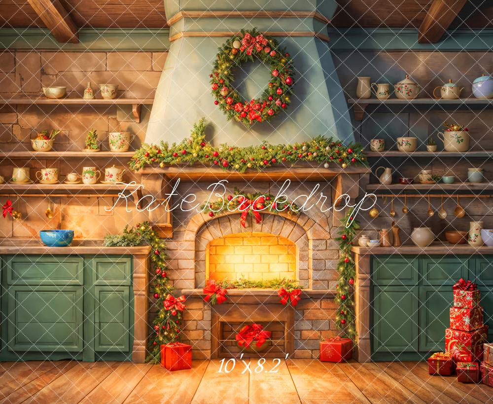 Kate Noël Rétro Cheminée Cadeaux Cuisine Toile de fond conçue par Chain Photographie - Kate Backdrop FR