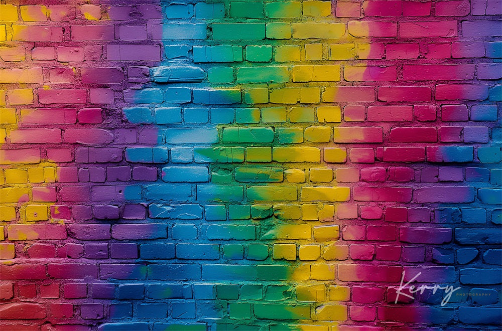 Kate Arc-en-ciel Coloré Mur de briques Toile de fond conçue par Kerry Anderson - Kate Backdrop FR