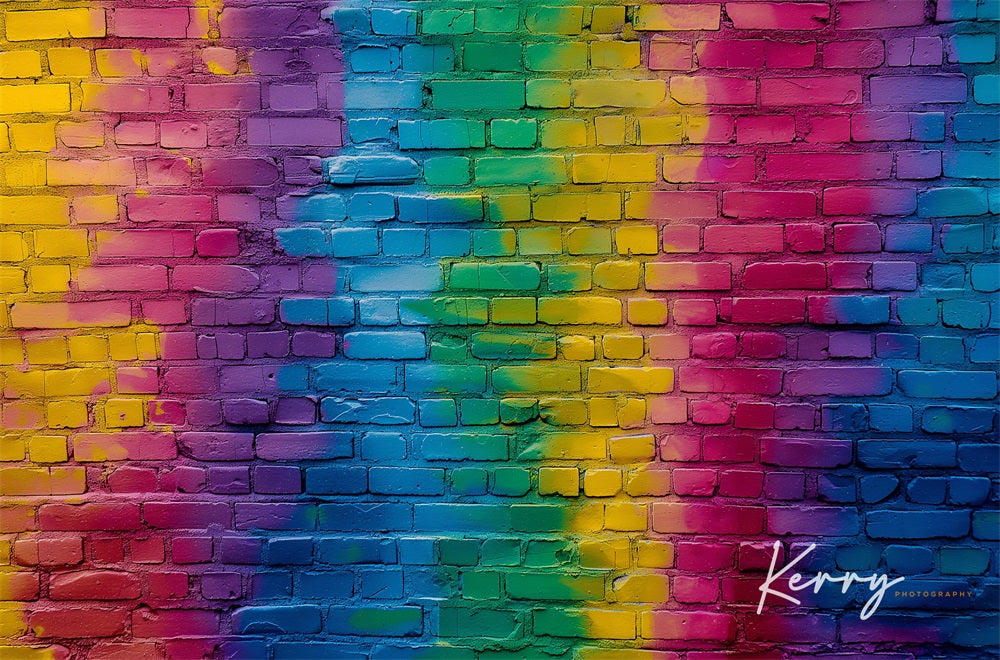 Kate Arc-en-ciel Coloré Mur de briques Toile de fond conçue par Kerry Anderson - Kate Backdrop FR