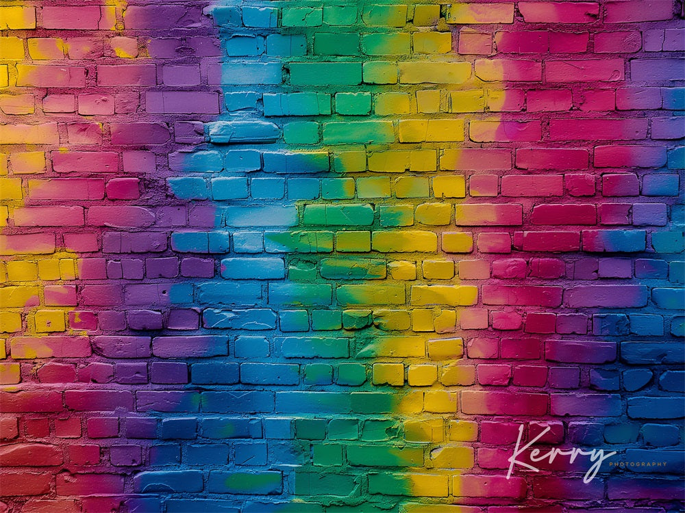 Kate Arc-en-ciel Coloré Mur de briques Toile de fond conçue par Kerry Anderson - Kate Backdrop FR
