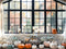 Kate Automne Intérieur Fenêtre Rideau Citrouilles Toile de fond conçue par Mini MakeBelieve - Kate Backdrop FR