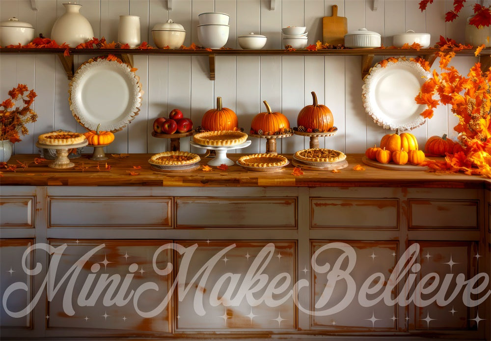 Kate Automne Cuisine Citrouille Tarte Toile de fond conçue par Mini MakeBelieve - Kate Backdrop FR