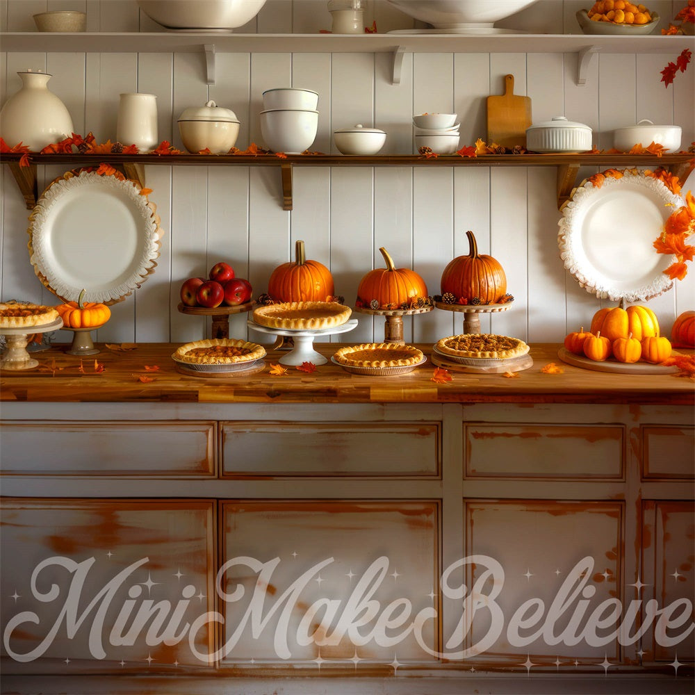 Kate Automne Cuisine Citrouille Tarte Toile de fond conçue par Mini MakeBelieve - Kate Backdrop FR