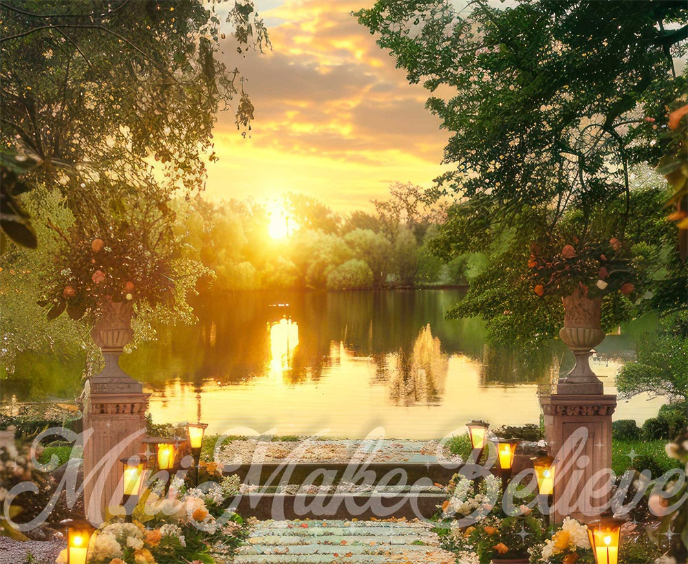 Kate Coucher de soleil Quai Chemin Fleurs Toile de fond conçue par Mini MakeBelieve - Kate Backdrop FR