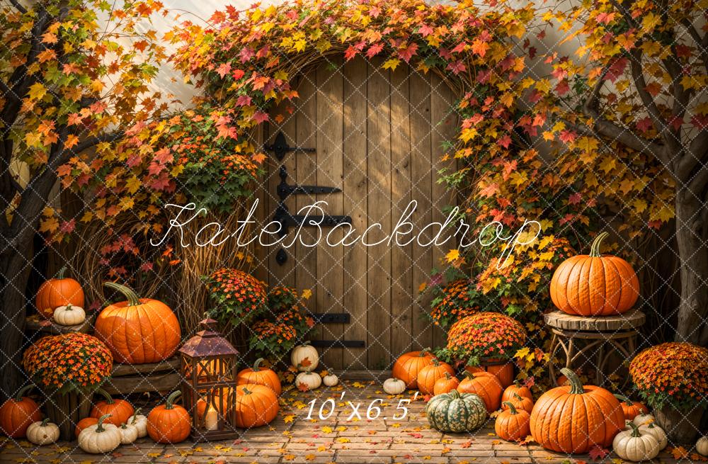 Kate Automne Feuille d'érable Citrouille Porte Toile de fond conçue par Emetselch - Kate Backdrop FR