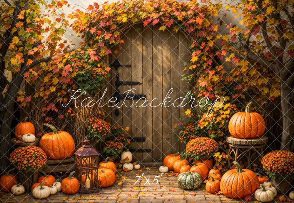 Kate Automne Feuille d'érable Citrouille Porte Toile de fond conçue par Emetselch - Kate Backdrop FR