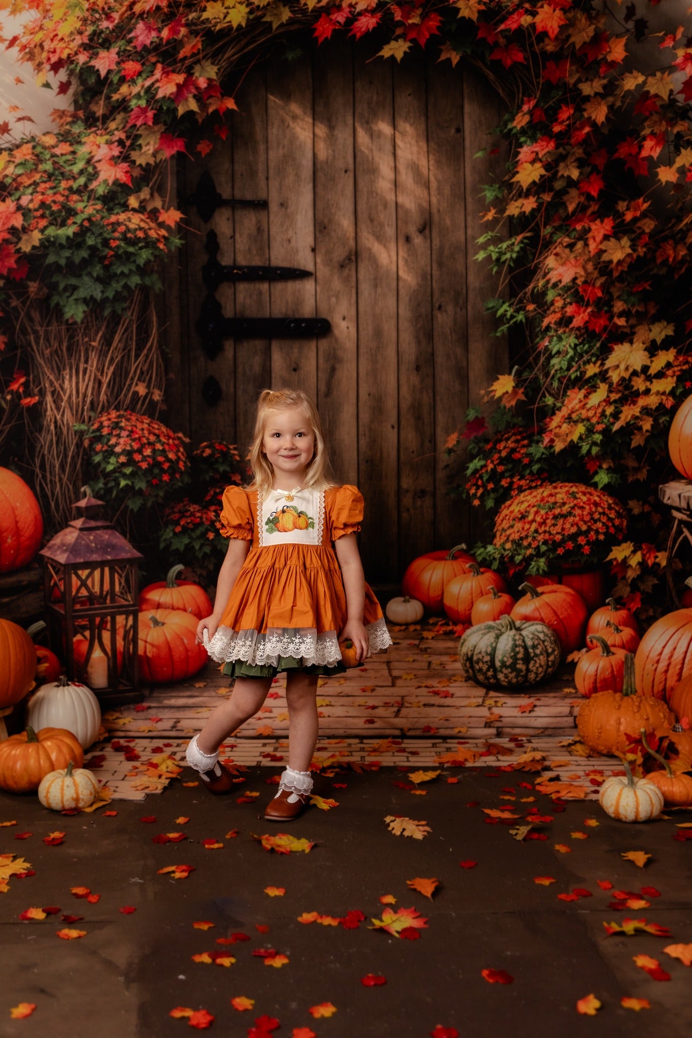 Kate Automne Feuille d'érable Citrouille Porte Toile de fond conçue par Emetselch - Kate Backdrop FR
