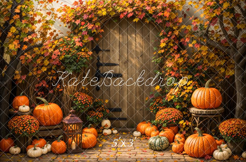 Kate Automne Feuille d'érable Citrouille Porte Toile de fond conçue par Emetselch - Kate Backdrop FR