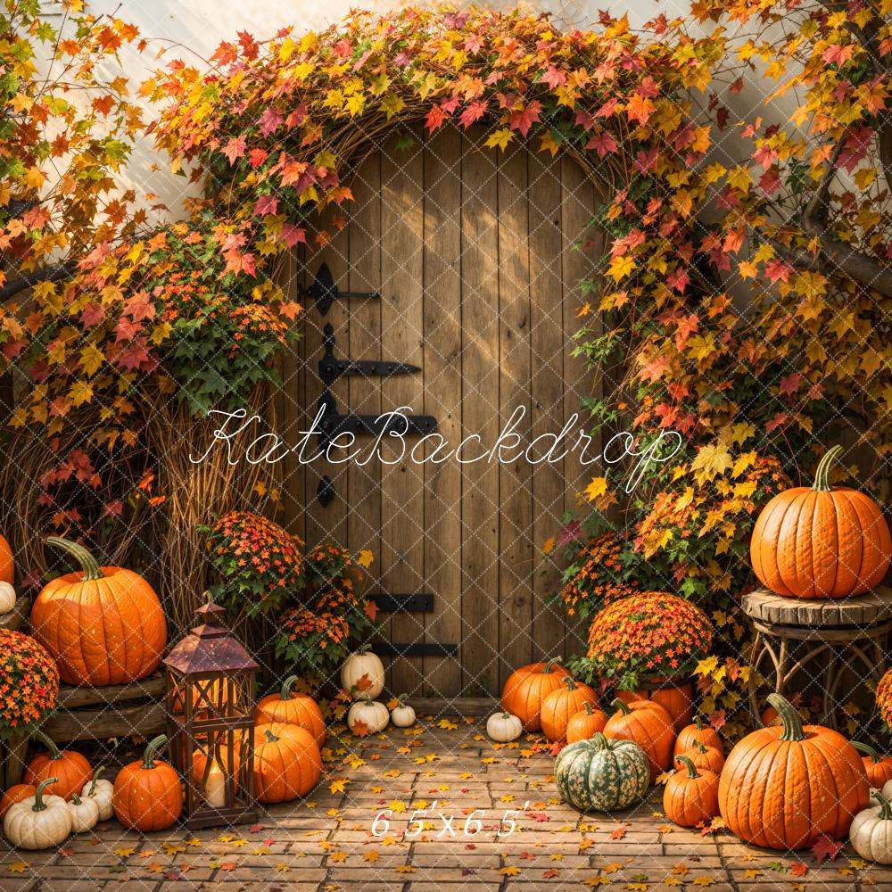 Kate Automne Feuille d'érable Citrouille Porte Toile de fond conçue par Emetselch - Kate Backdrop FR