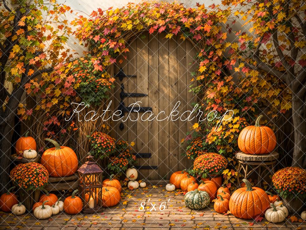 Kate Automne Feuille d'érable Citrouille Porte Toile de fond conçue par Emetselch - Kate Backdrop FR